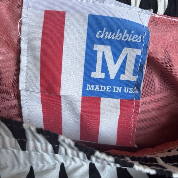 Chubbies Mens Swim Trunks Size Medium Black White Aztec Beach Travel Made in USA - Picture 9 of 11